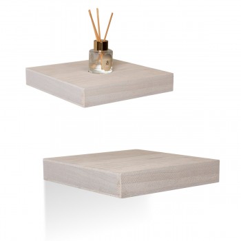 Dřevěná nástěnná samonosná police 23x23cm - paulovnie - Luonto