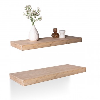 Dřevěná nástěnná samonosná police 60x23cm - bambus - Luonto