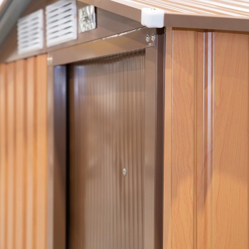 Zahradní domek na nářadí - kovový, imitace dřeva - Salix - 150x194x187cm