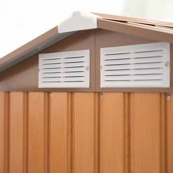 Zahradní domek na nářadí - kovový, imitace dřeva - Salix - 150x194x187cm