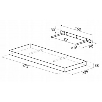 Nástěnná samonosná polička - FS police 23x23 cm
