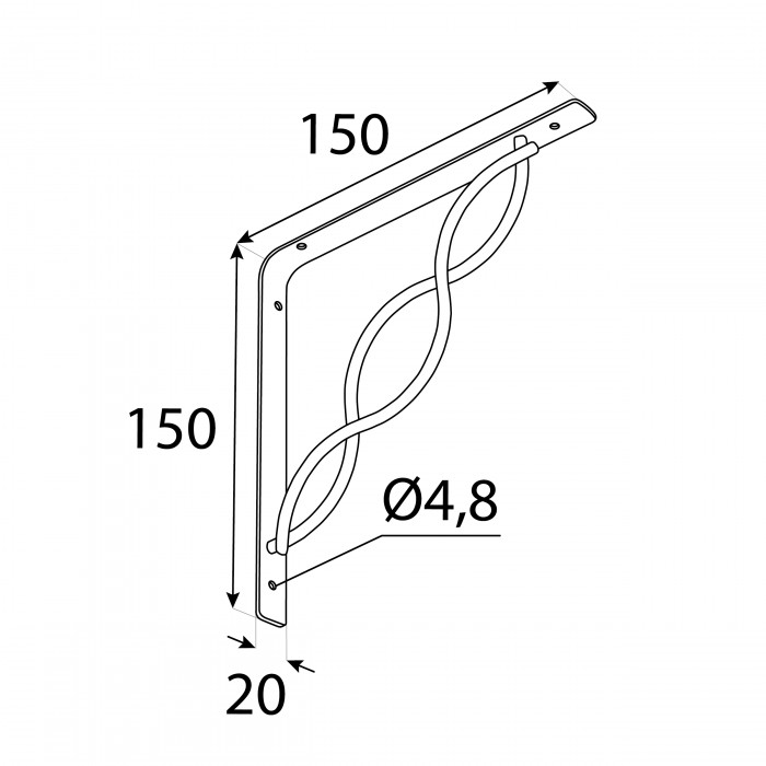 Dekorativní držák na police - ocel - WPRP Velano - 2