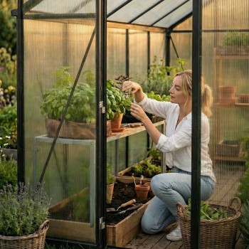 Polykarbonátový zahradní skleník - černý - Verbena III - 3,6x2,5m GRINDI - 6