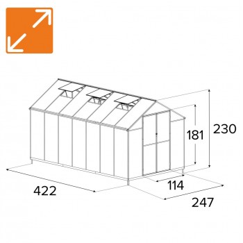 Polykarbonátový zahradní skleník - černý - Verbena IV - 4,2x2,5m GRINDI - 3