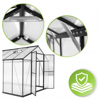 Polykarbonátový zahradní skleník - černý - Verbena IV - 4,2x2,5m GRINDI - 7