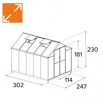 Polykarbonátový zahradní skleník - černý - Verbena II - 3x2,5m GRINDI - 4