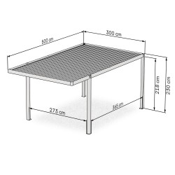copy of Pergola - přístřešek pro auto - šedá - hliníková - Tilos II - 505x300x220 GRINDI IN THE GARDEN - 3