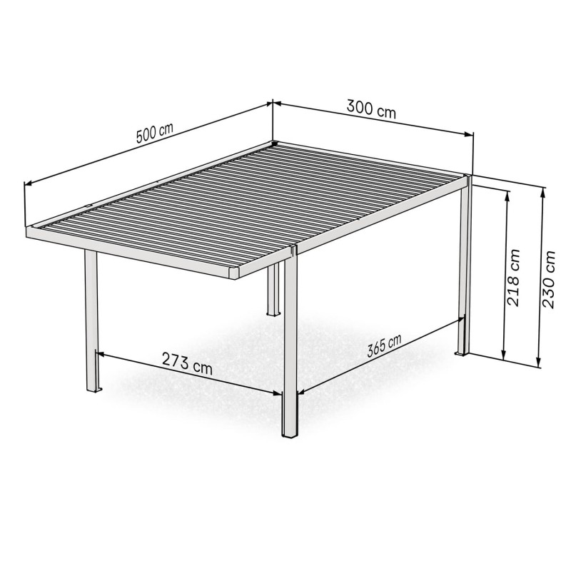 copy of Pergola - přístřešek pro auto - šedá - hliníková - Tilos II - 505x300x220 GRINDI IN THE GARDEN - 3