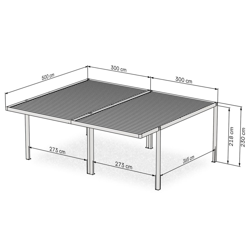 copy of Pergola - přístřešek pro auto - šedá - hliníková - Tilos II - 505x300x220 GRINDI IN THE GARDEN - 3