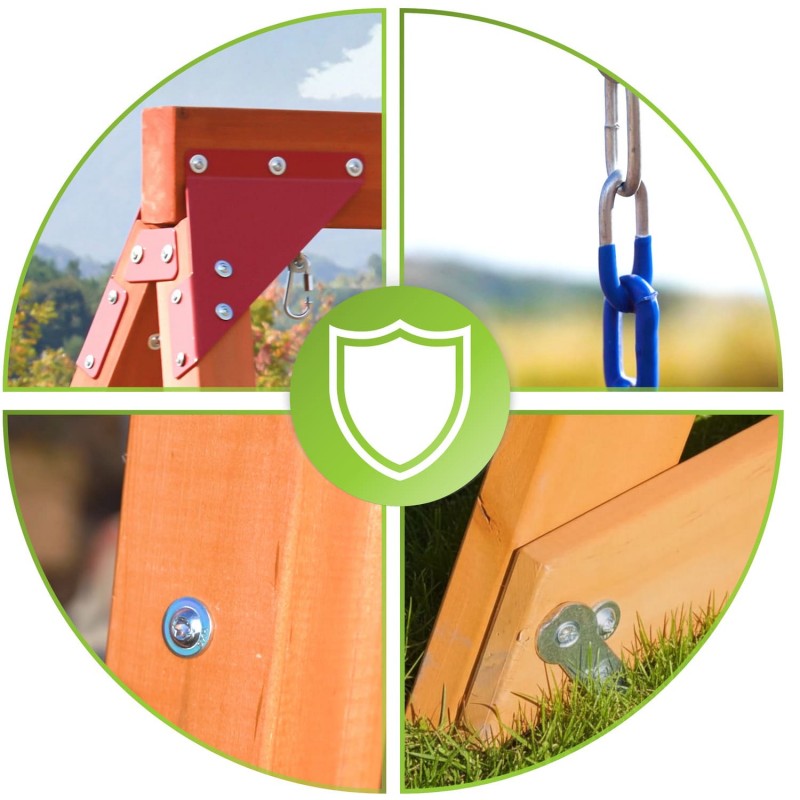 Plac zabaw ogrodowy dla dzieci huśtawka drewniana 3 osobowa Funland I GRINDI - 6