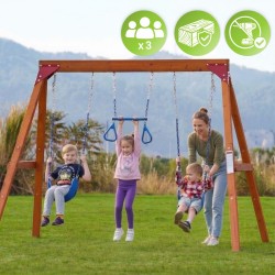 Plac zabaw ogrodowy dla dzieci huśtawka drewniana 3 osobowa Funland I GRINDI - 4