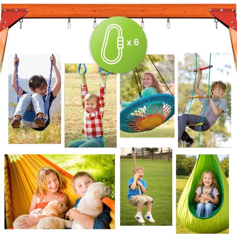 Plac zabaw ogrodowy dla dzieci huśtawka drewniana 3 osobowa Funland I GRINDI - 7