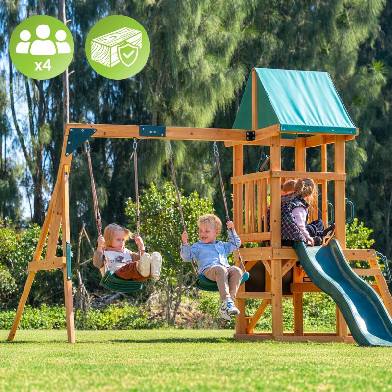 copy of Plac zabaw ogrodowy dla dzieci huśtawka drewniana 3 osobowa Funland I GRINDI - 8