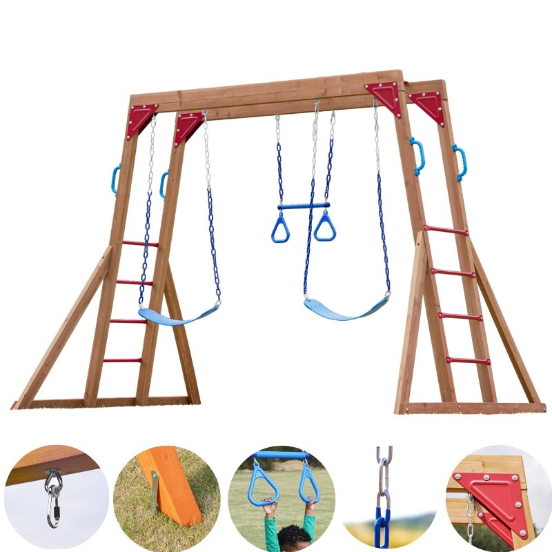 copy of Plac zabaw ogrodowy dla dzieci huśtawka drewniana 3 osobowa Funland I GRINDI - 1