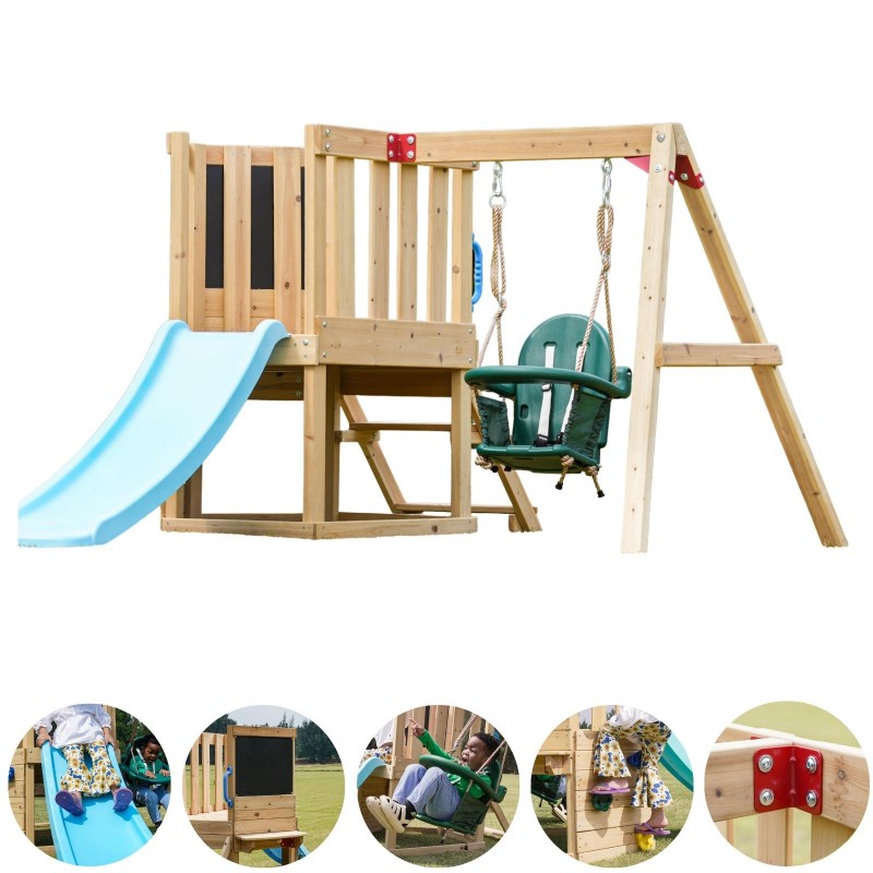 copy of Plac zabaw ogrodowy dla dzieci huśtawka drewniana 3 osobowa Funland I GRINDI - 1