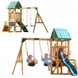 copy of Plac zabaw ogrodowy dla dzieci huśtawka drewniana 3 osobowa Funland I GRINDI - 1