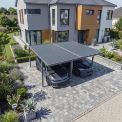 Dvougarážová přístřeška s hliníkovou střechou – SAMOS II 500x600x230 antracit