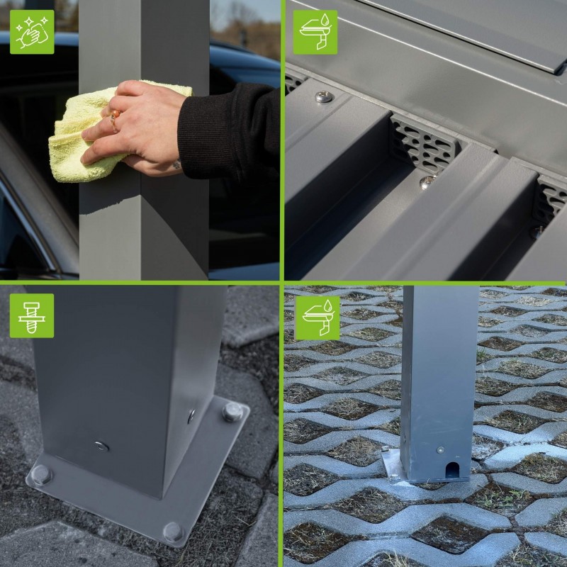 Dvougarážová přístřeška s hliníkovou střechou – SAMOS II 500x600x230 antracit