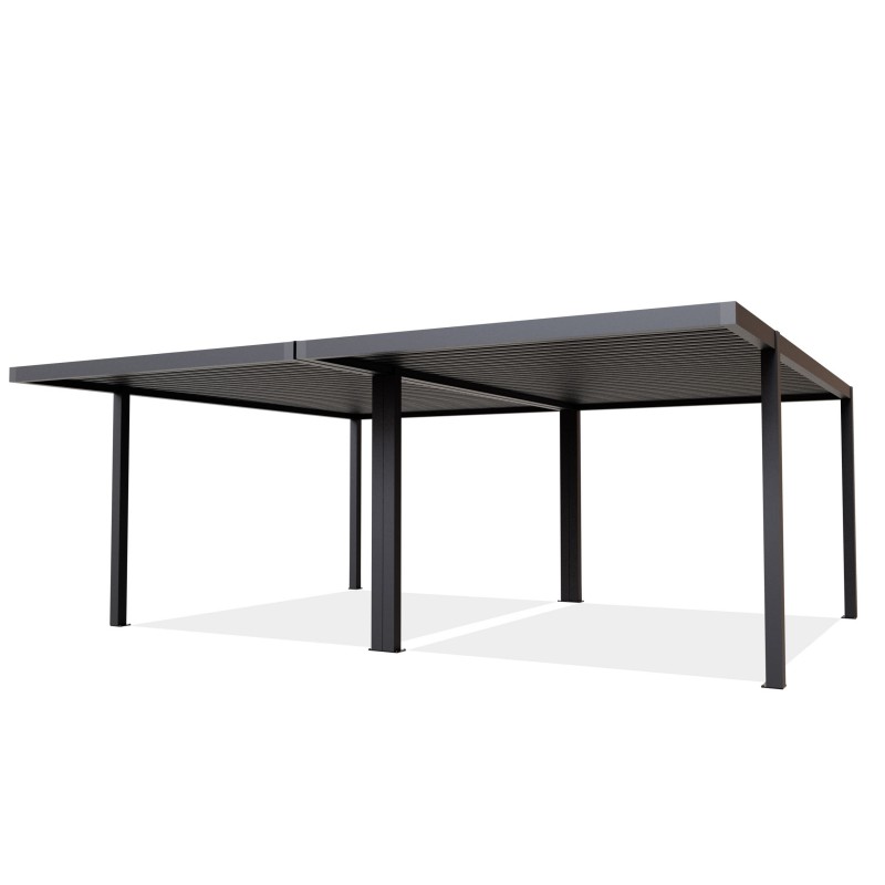 Dvougarážová přístřeška s hliníkovou střechou – SAMOS II 500x600x230 antracit