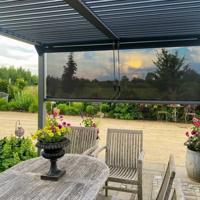 Zahradní terasová pergola - hliníková - šedá - Kea II 3x4m s otvírací střechou