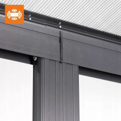 Terasová pergola ke zdi - hliníková - šedá - Nea II 4,3x3m