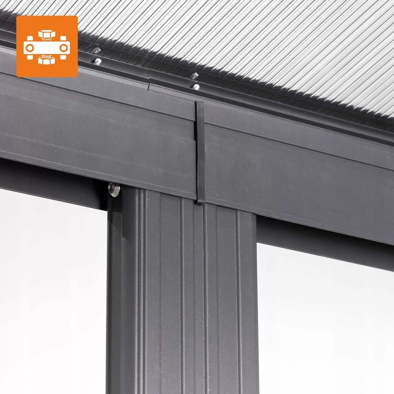 Terasová pergola ke zdi - hliníková - šedá - Nea II 4,3x3m