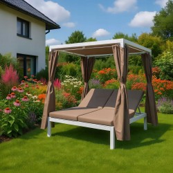 Zahradní pergola - lehátko se stříškou - bílá - Kayan I - 207x147x205