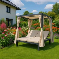 Zahradní pergola - lehátko se stříškou - šedá - Kayan I - 207x147x205