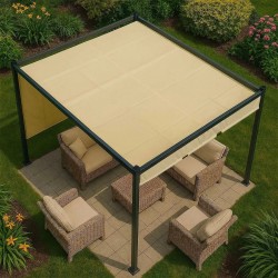 Zahradní terasová pergola - kovová - béžová - Naxos 3x3m