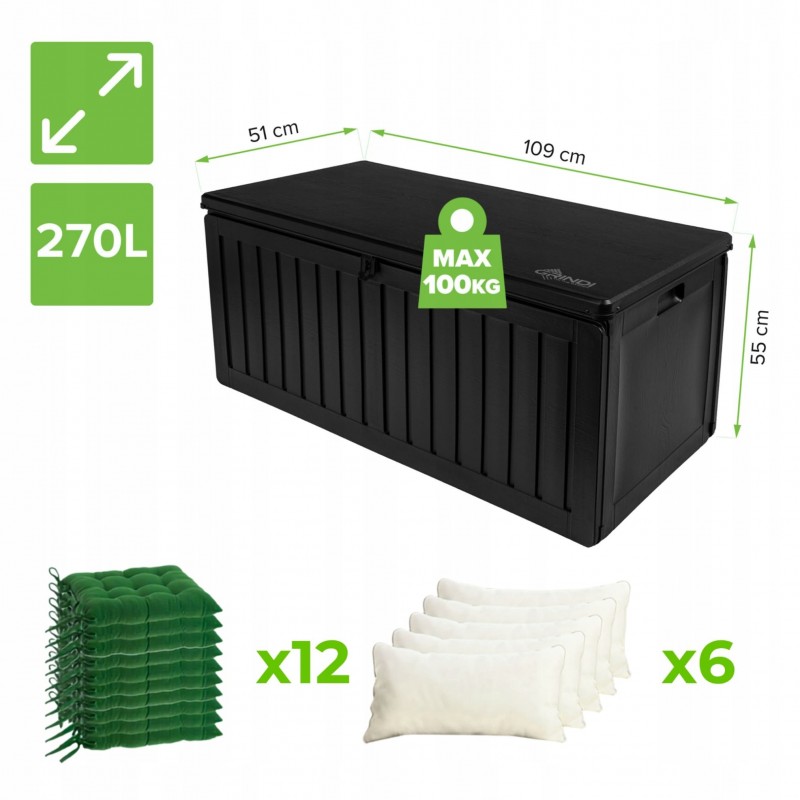 Zahradní box Cygnus - 270 litrů - černá