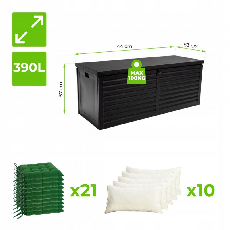 Zahradní box Larus - 390 litrů - černá