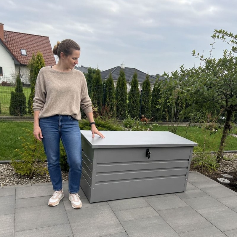 Zahradní kovový box - 400l - 130x61x62 - Orto šedý
