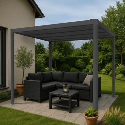 Zahradní terasová pergola - hliníková - šedá - Paros I 3x4m s elektricky otvíranou střechou