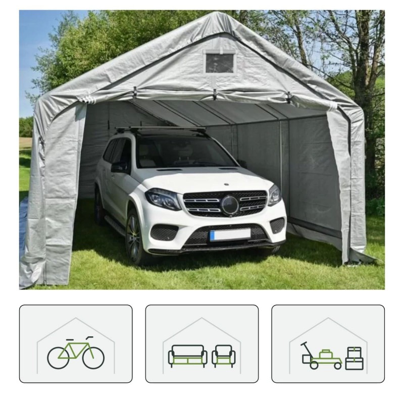 Garážový stan - PE 300x700x274 - šedý - NG 3