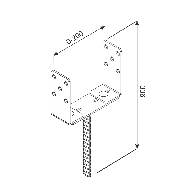 Pfostenträger – breitenverstellbar – PSRU 60-200x136x4,0 GRUNDLINE - 3