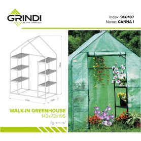 copy of Szklarnia ogrodowa Crocus II 70x50x158 - 4-półkowa Grindi - 13