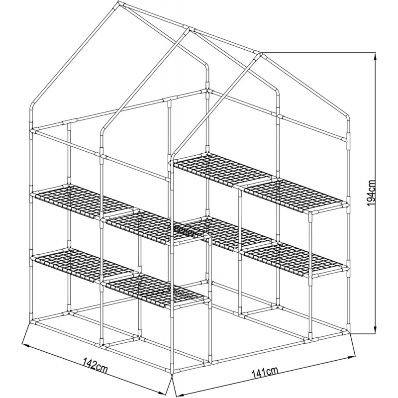 copy of Szklarnia ogrodowa Crocus II 70x50x158 - 4-półkowa Grindi - 15