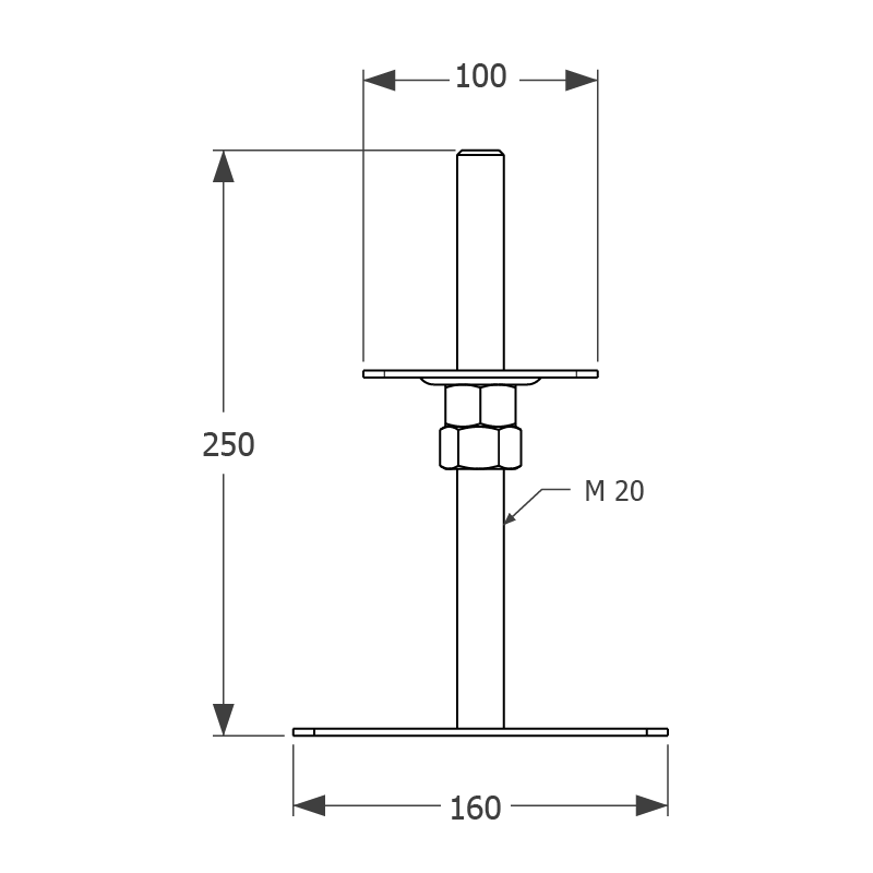 copy of Pfostenträger, höhenverstelbar zum Aufschrauben - PSR 80x250x4,0 GRUNDLINE - 3