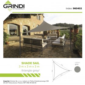 Trojúhelníková stínící sluneční plachta - šedá Grindi - 4