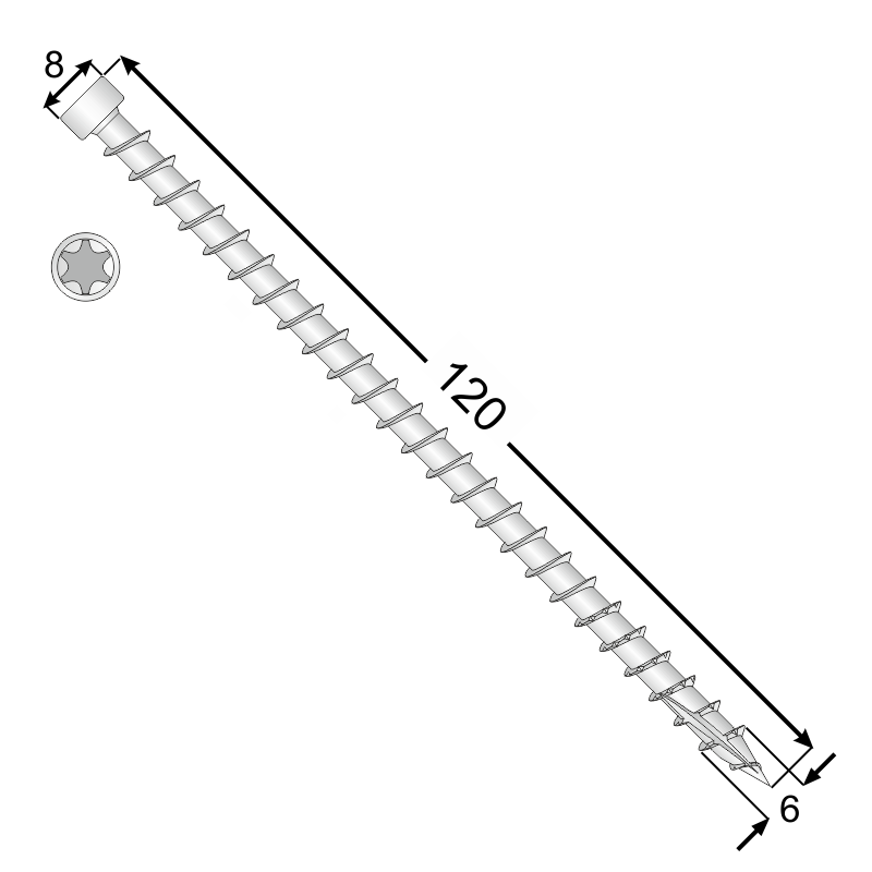 copy of CT - Holzbauschraube mit Tellerkopf 6mm (Päckchen) DMX - 12