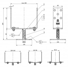 Pfostenträger – breitenverstellbar – PSRT 60-200x136x4,0 GRUNDLINE - 4