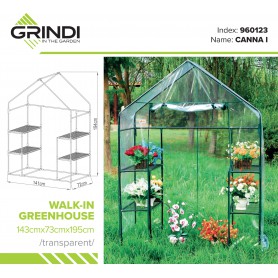 copy of Szklarnia ogrodowa Crocus II 70x50x158 - 4-półkowa Grindi - 13