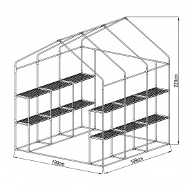 copy of Szklarnia ogrodowa Crocus II 70x50x158 - 4-półkowa Grindi - 14
