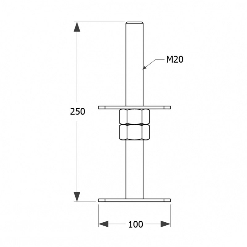 copy of Pfostenträger, höhenverstelbar zum Aufschrauben - PSR 80x250x4,0 GRUNDLINE - 4