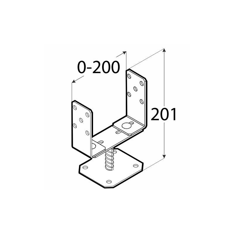 copy of Pfostenträger – breitenverstellbar – PSRT 60-200x136x4,0 GRUNDLINE - 2